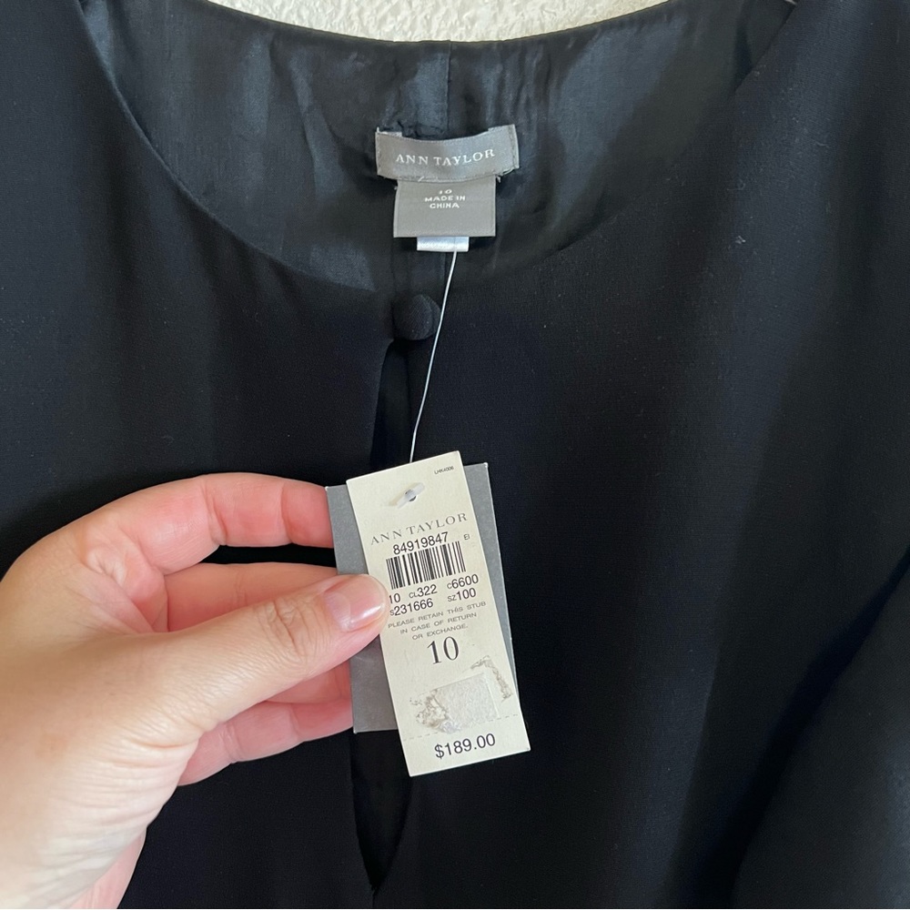 Ann Taylor Black Sheath Dress with Flutter Sleeves - Picture 4 of 6